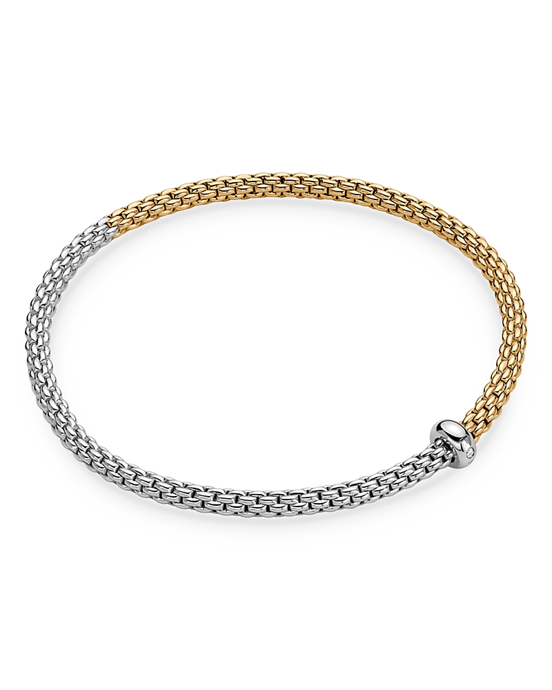 Fope 18k Yellow & White Gold Prima Diamond Flex'it Bracelet In Gold/white