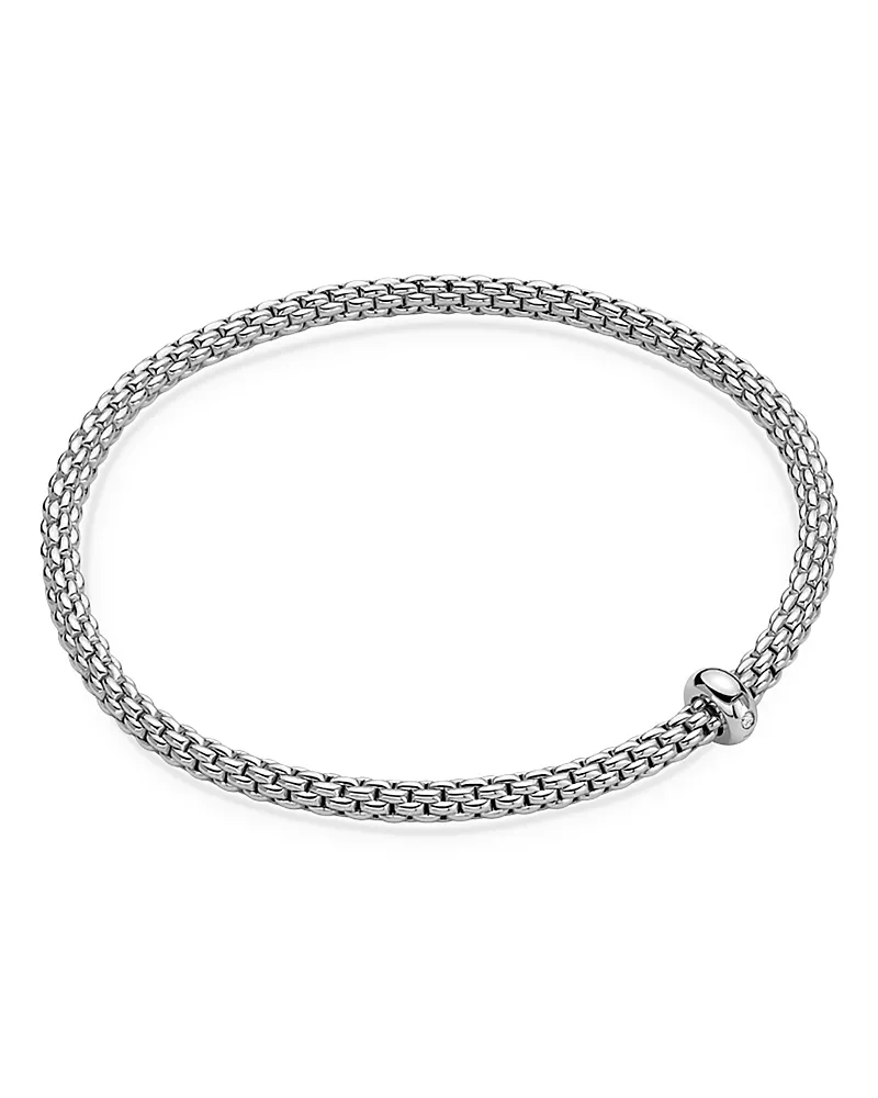 Fope 18K White Gold Prima Diamond Rondelle Woven Link Flex Bracelet