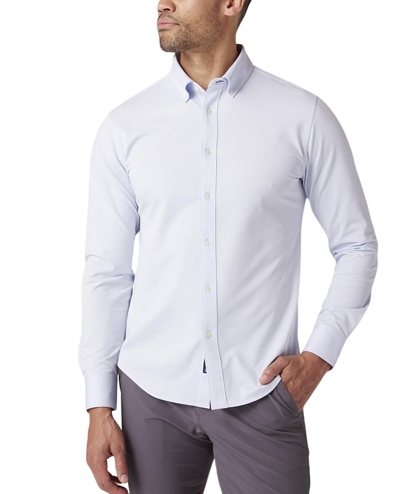 Mizzen + Main Mizzen+main Ellis Trim Fit Solid Performance Button-down Shirt In Light/pastel Blue