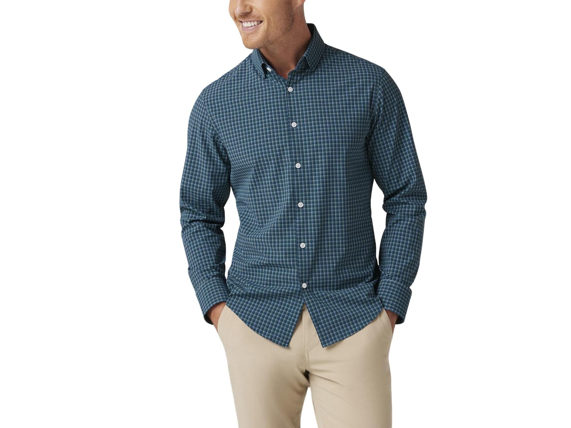 Leeward No Tuck Long Sleeve Dress Shirt Sea Ludlow Plaid - Image 1