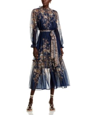 Nancy Yang - Ruffled Sheer Sleeve Dress