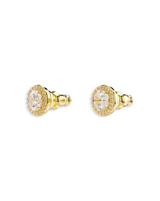 Una Crystal Halo Stud Earrings in Gold Tone