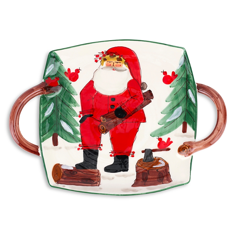 Vietri Old St. Nick Handled Square Platter In Open Misce