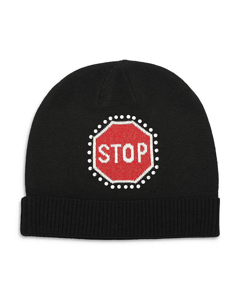 Kate Spade New York Traffic Sign Beanie In Black