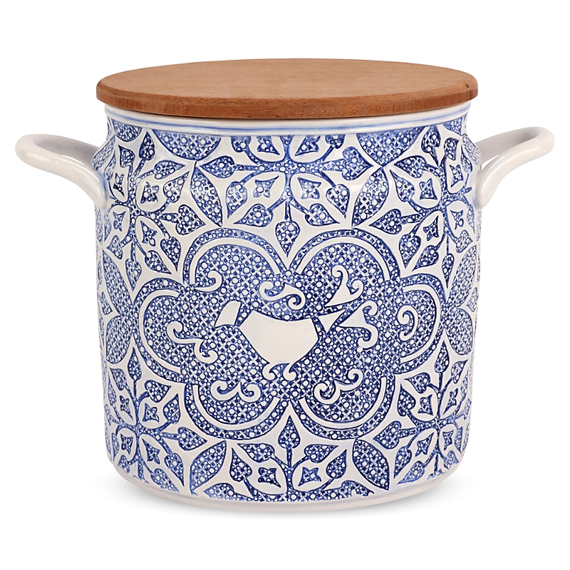 Vietri Uccello Blu Biscotti Jar In Light/pastel