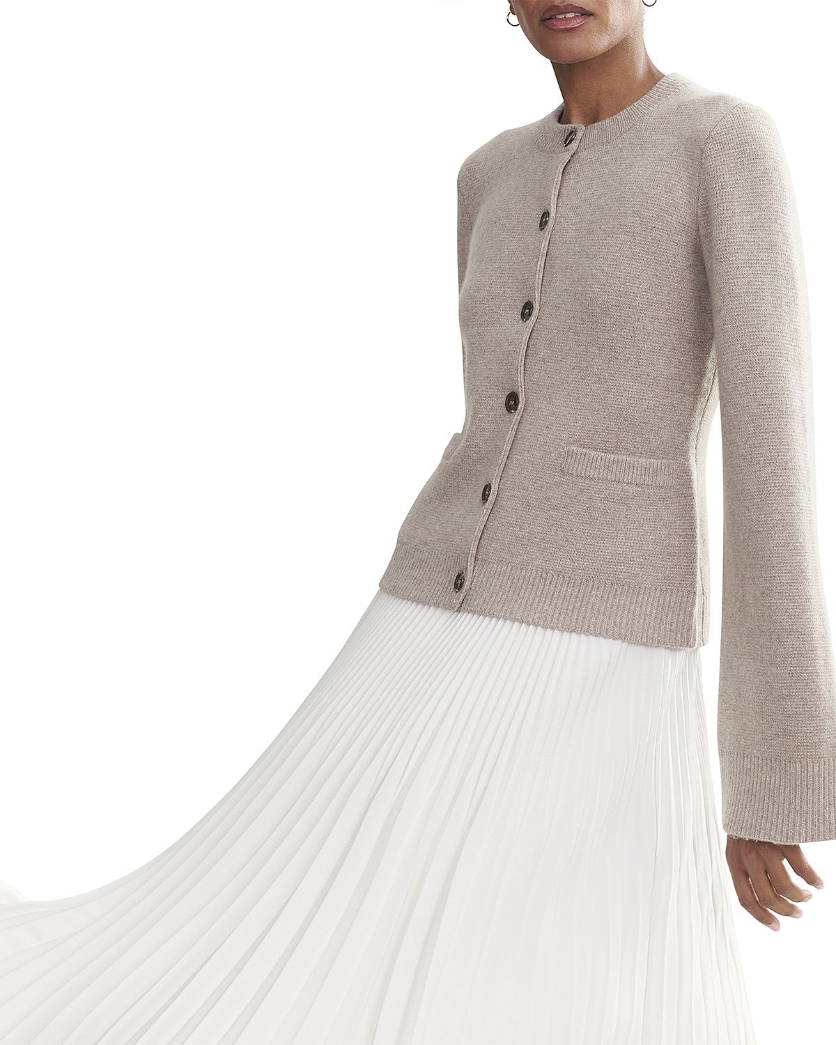 Jenni Kayne Cooper Wool Blend Crewneck Cardigan Sweater