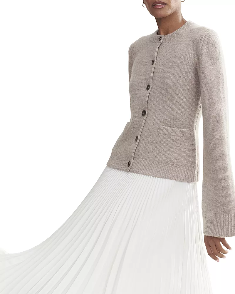 Jenni Kayne Cooper Wool Blend Crewneck Cardigan Sweater