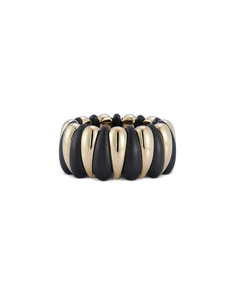 Roberto Demeglio 18k Yellow Porcelain Ring In Black/gold