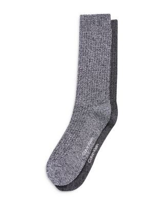 Calvin Klein Combed Cotton Blend Waffle Knit Crew Socks, Pack of 2