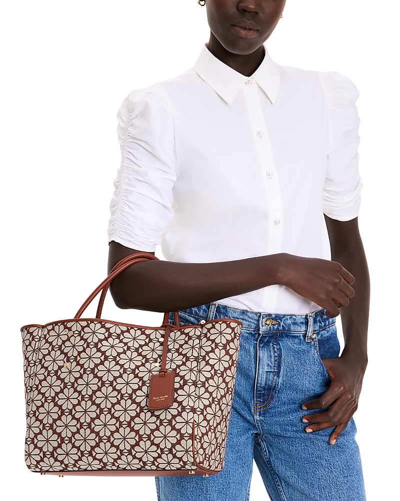 Kate Spade New York Spade Flower Jacquard Tote In Burgundy Multi