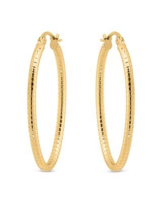 Aqua Textured Oval Hoop Earrings in 18K Gold Plated Sterling Silver - Exclusive