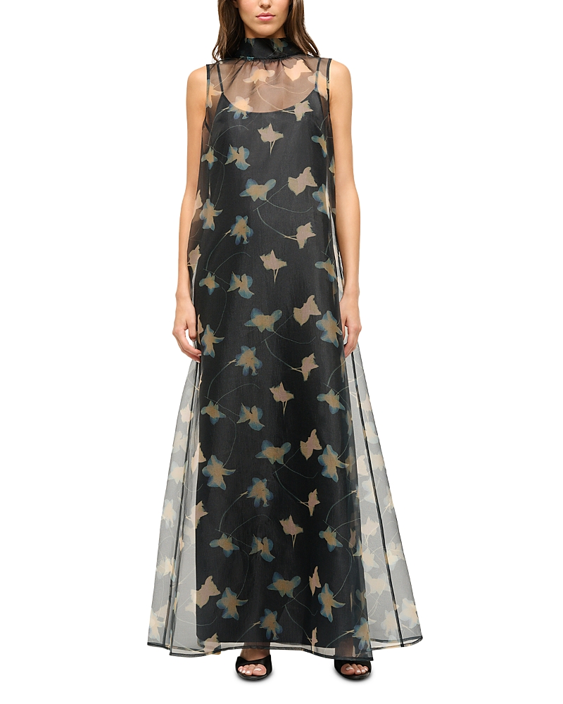 Staud Albee Botanical Shadows Organza Dress In Botanical Shadows