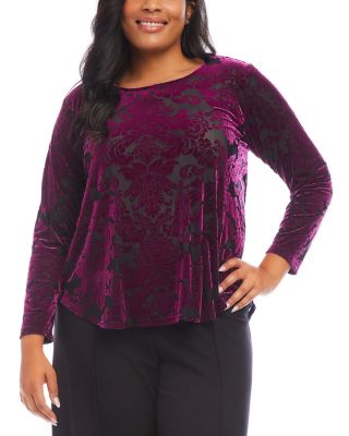 Karen Kane Plus Velvet Burnout Shirt
