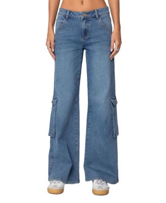 Edikted - Lunar Low Rise Cargo Jeans in Blue Washed