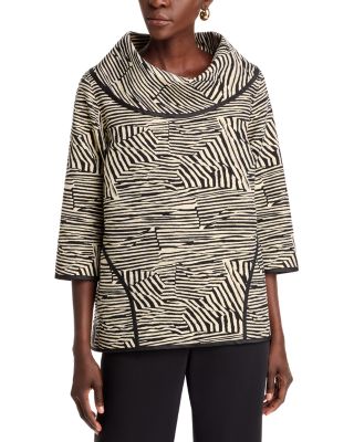 Caroline Rose Cowl Neck Jacquard Top