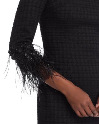 Boucl&eacute; Dress with Feather Beaded Trim Sleeve