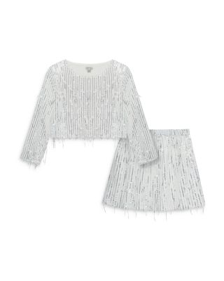 Habitual Kids - Girls' Allover Fringed Sequin Top & Skirt Set - Big Kid