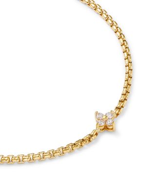 14K Yellow Gold Diamond Pendant Box Chain Bracelet