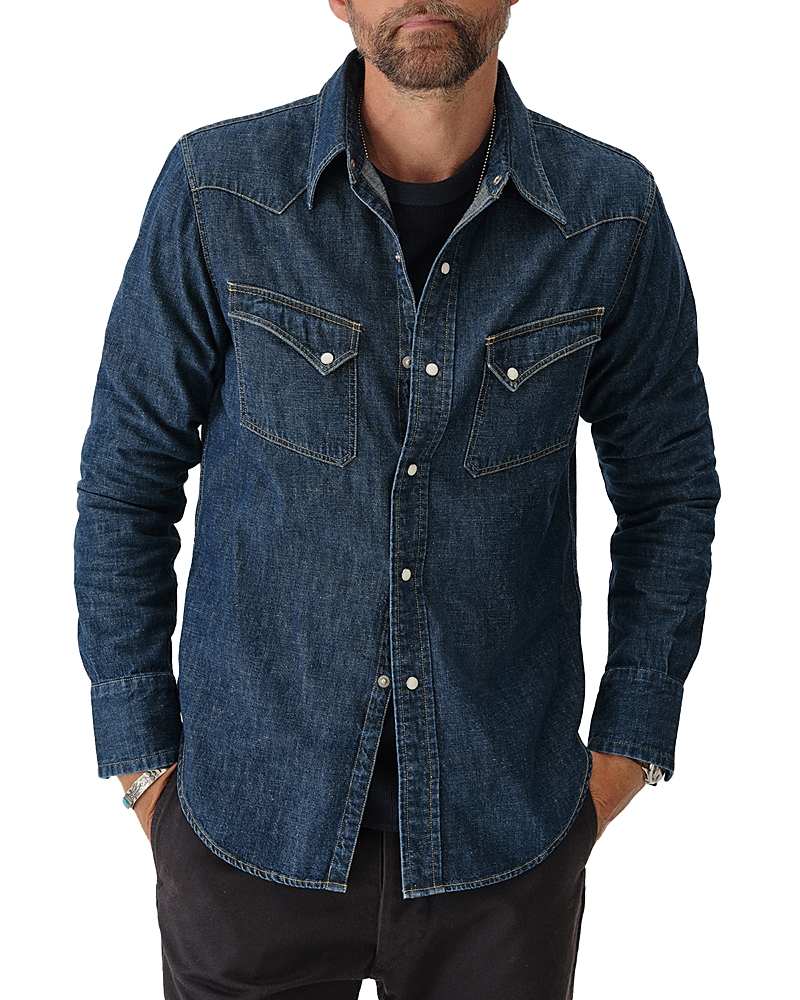 BUCK MASON COTTON DENIM SAWTOOTH CLASSIC FIT BUTTON DOWN WESTERN SHIRT