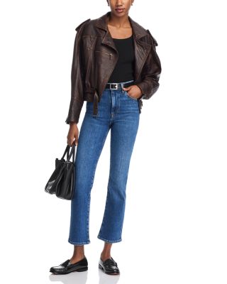 Le Sleek Straight Fit High Rise Cropped Jeans in Marsa