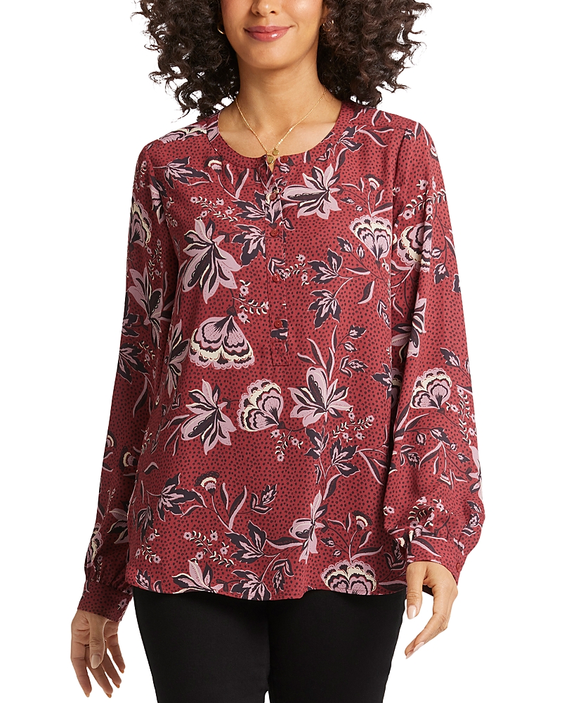 Nydj Simone Recycled Polyester Popover Top In Rosa Blooms