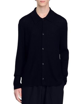 Sandro - Cotton Ribbed Knit Cardigan