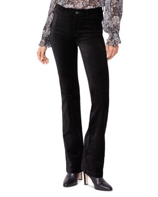 PAIGE - Manhattan High Rise Bootcut Velvet Jeans in Black Dye