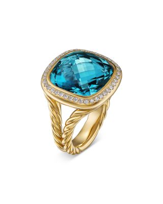 Albion&reg; Ring in 18K Yellow Gold with Hampton Blue Topaz and Diamonds, 15mm