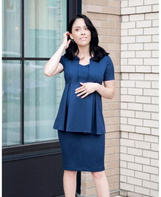 Women's Maternity & Nursing Short Sleeve Empire Waist Top in Italian Stretch Suiting Fabric (Regular & Petite)