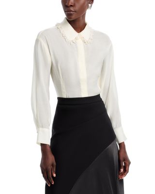 Gracia - Faux Peal Trim Collar Top