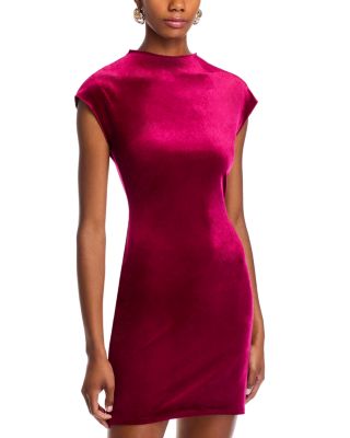 velvet short sleeve mini dress SO ME Velvet Short Sleeves Mini Dress MAUVE / S