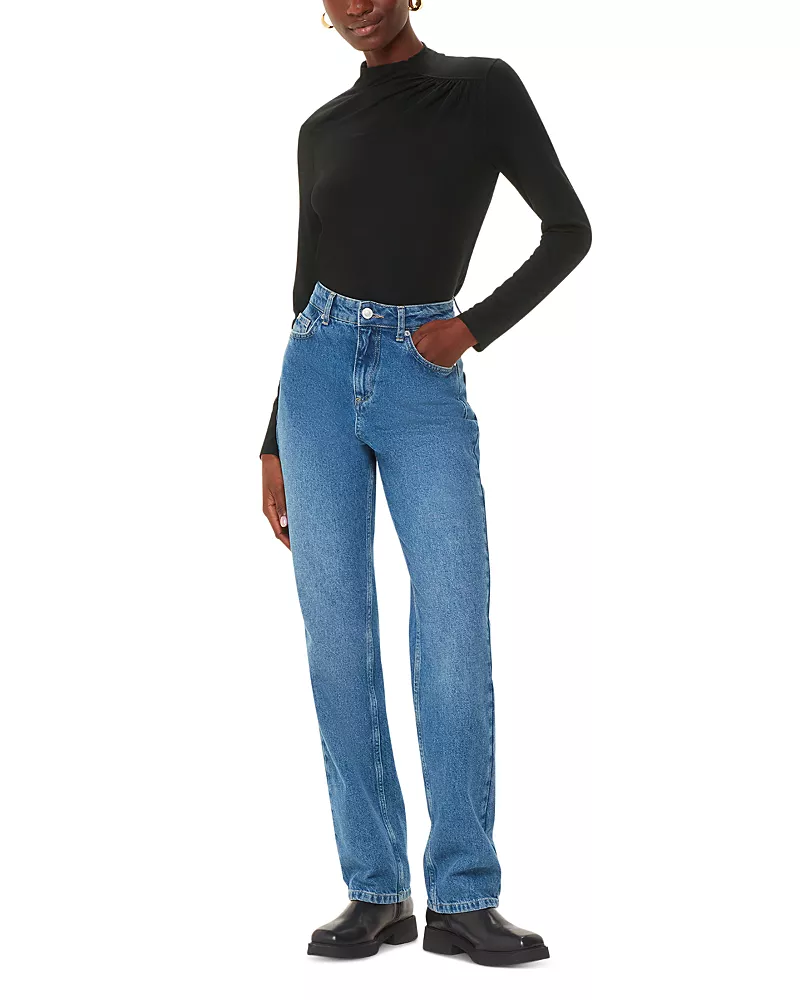 Whistles Ruched Front High Neck Top