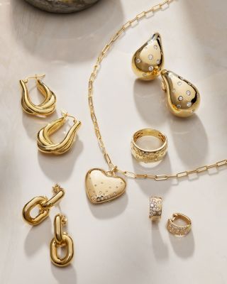 Scattered  Diamond Huggie Hoop Earrings in 14K Yellow Gold, 0.5 tcw