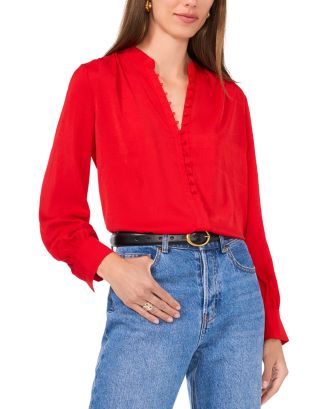 VINCE CAMUTO V Neck Button Up Blouse | Bloomingdale's