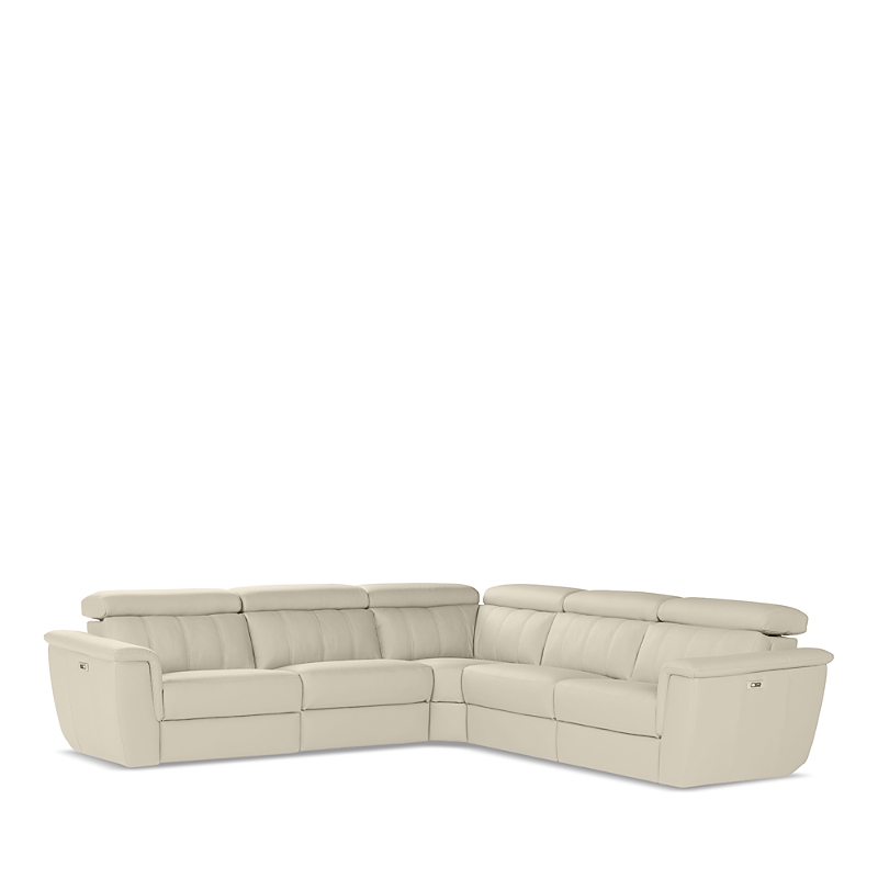 Giuseppe Nicoletti Giuseppi Nicoletti Trevi 5 Piece Power Reclining Leather Sectional In Bianco