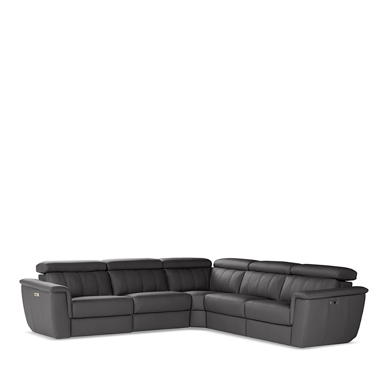 Giuseppe Nicoletti Giuseppi Nicoletti Trevi 5 Piece Power Reclining Leather Sectional In Chocolate