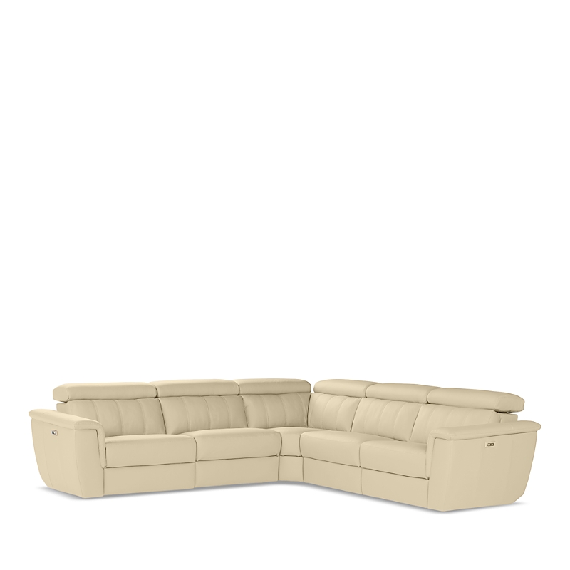 Giuseppe Nicoletti Giuseppi Nicoletti Trevi 5 Piece Power Reclining Leather Sectional In Fango