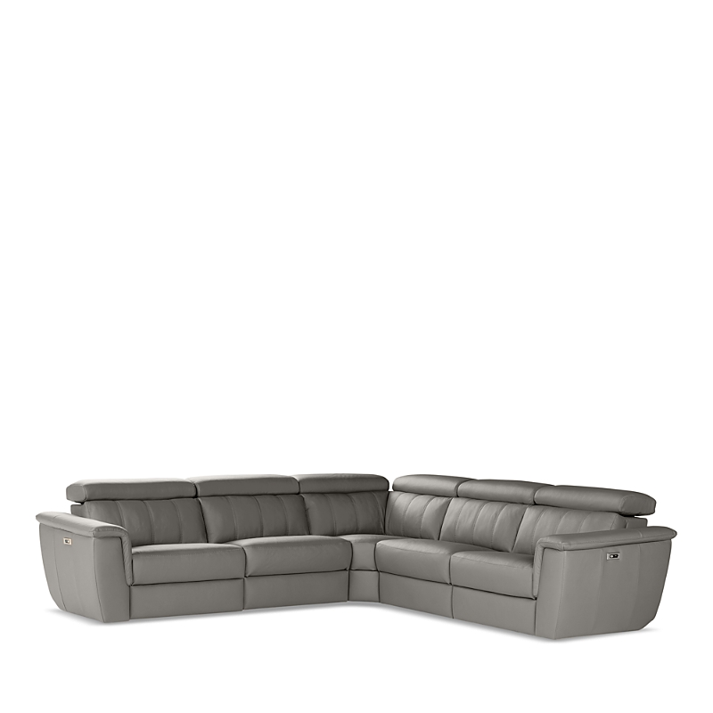 Giuseppe Nicoletti Giuseppi Nicoletti Trevi 5 Piece Power Reclining Leather Sectional In Tortora