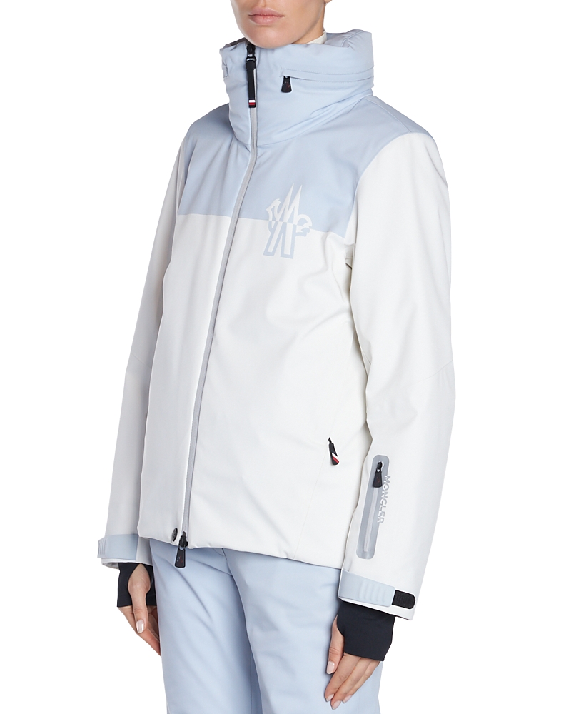 Moncler High Neck Zipped Jacket In Open White