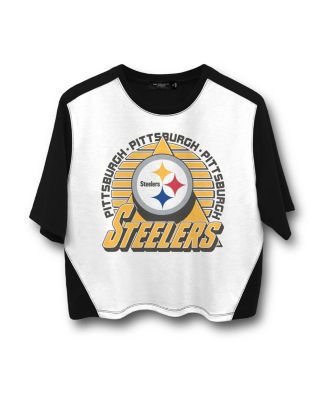  Women's NFL Pittsburgh Steelers Color Block Crop Tee