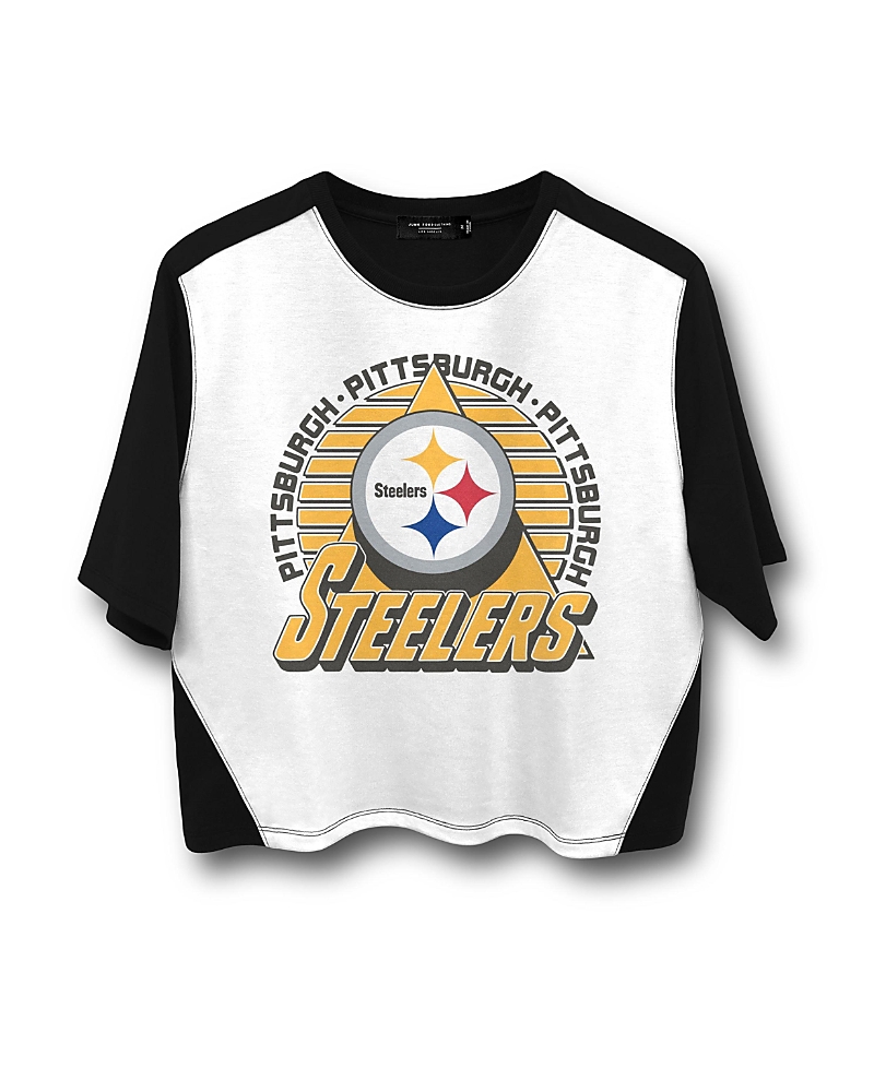 Junk Food Clothing Women's Nfl Pittsburgh Steelers Color Block Crop Tee