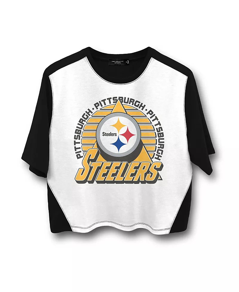 Junk Food Clothing Women's Nfl Pittsburgh Steelers Color Block Crop Tee