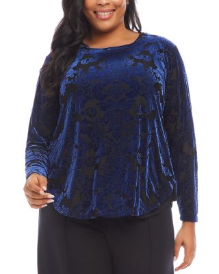 Karen Kane Plus Velvet Burnout Shirt