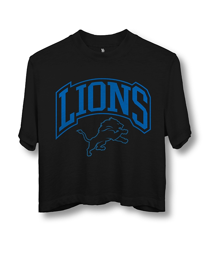 Junk Food Clothing Women's Nfl Detroit Lions Blitz Mock Neck Crop In Black