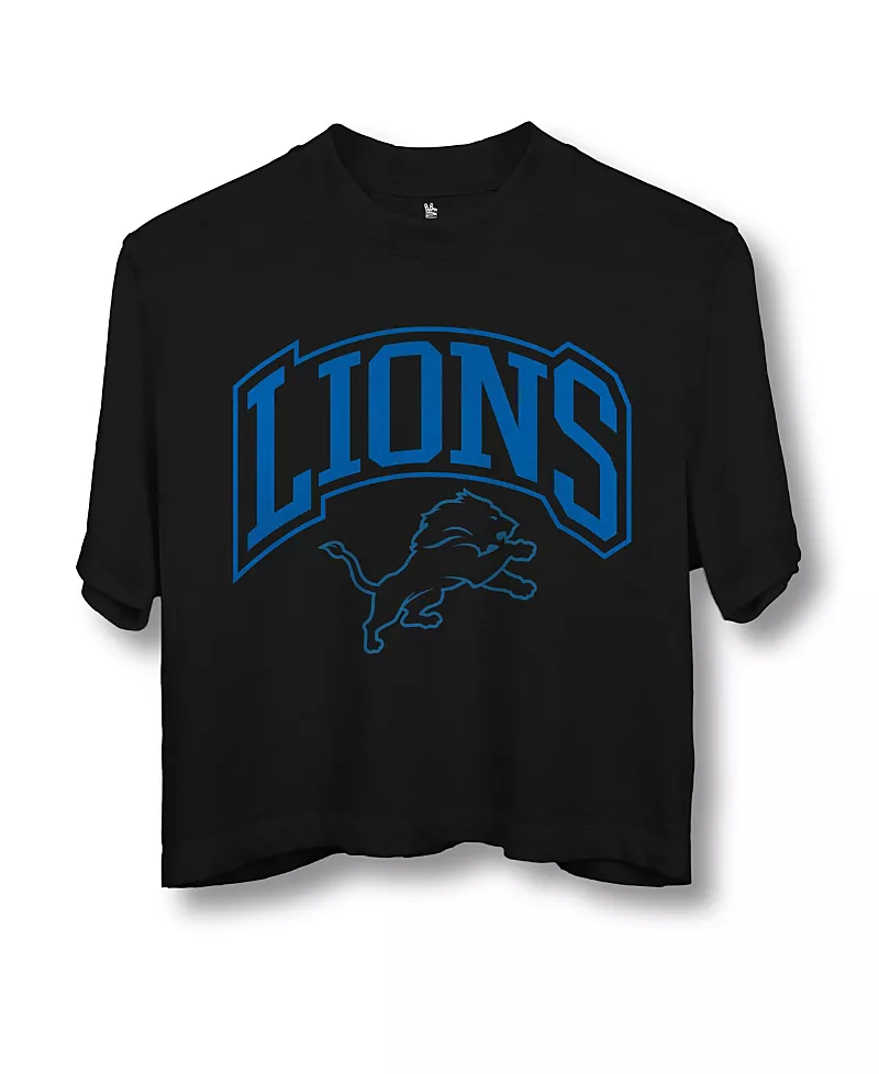 Junk Food Clothing Women's Nfl Detroit Lions Blitz Mock Neck Crop