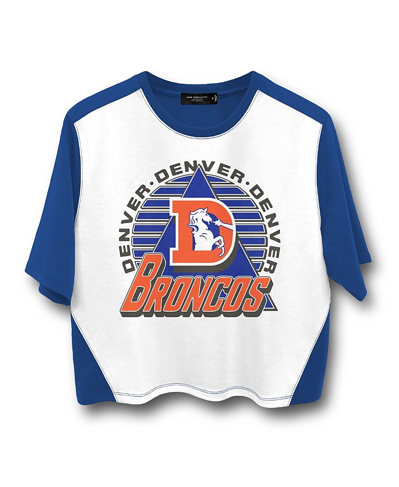 Junk Food Clothing Women's Nfl Denver Broncos Color Block Crop Tee In White