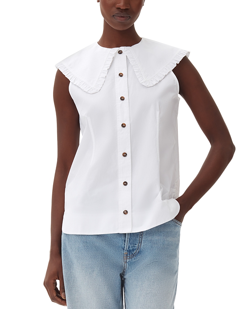 Ganni Frill Collar Sleeveless Shirt