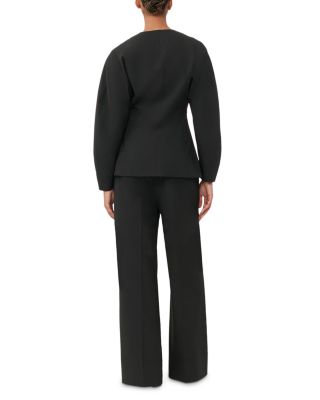 Black Fitted Drapey Melange Blazer