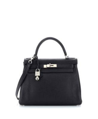 Pre-Owned HERMÈS - Kelly 28 Handbag Black Togo with Palladium Hardware