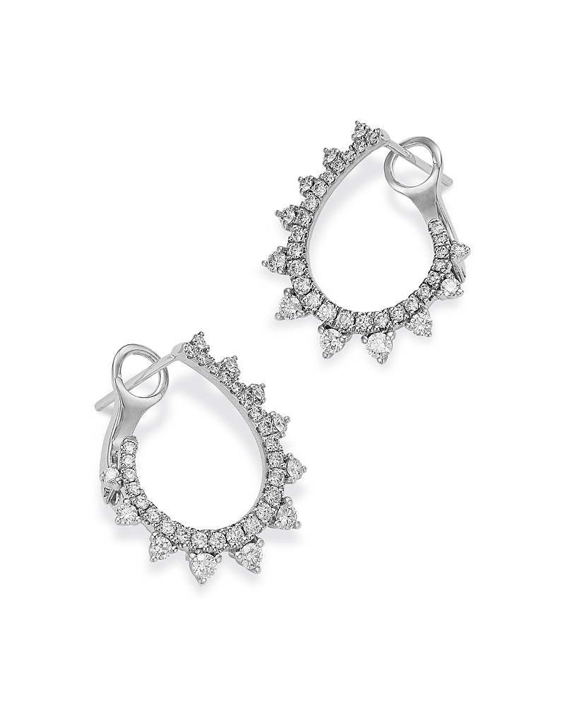 Shop Bloomingdale's Fine Collection Diamond Spiral Huggie Hoop Earrings In 14k White Gold, 1.00 Ct. T. W.